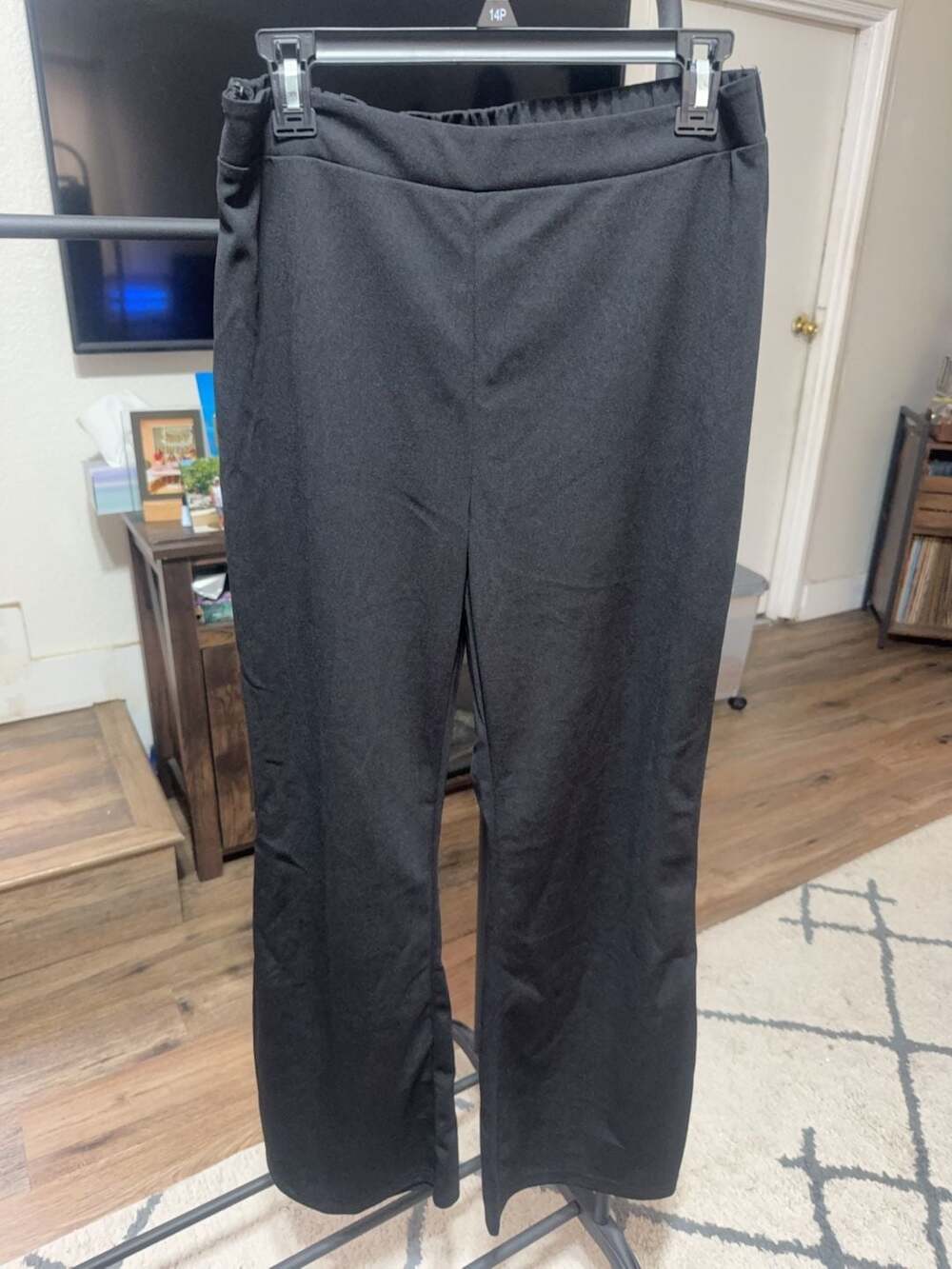 Unbranded Black Elastic Waist Wide Leg Pants Size XL